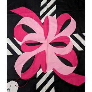 Kate Spade New York Women's Present Bow Square Scarf Black Pink One Size NWT